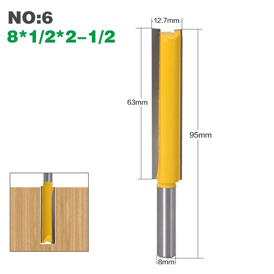 1 шт. 8 мм хвостовик прямой/Dado фреза для дерева карбида вольфрама длинные прямые фрезерные фреза по дереву фреза - Cutting Edge Length: NO6