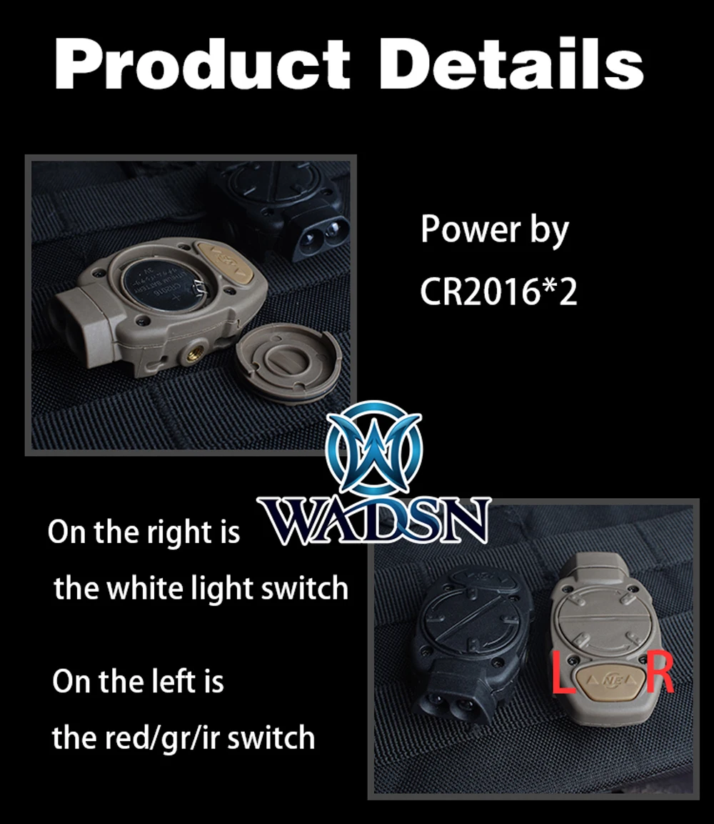 Ferroviário com Interruptor Luz para Picatinny Wadsn Princeton Capacete Tático Remoto Lâmpada Cauda Branco Vermelho ir Softair Arma Luz Wne05016 6 Luzes de armas