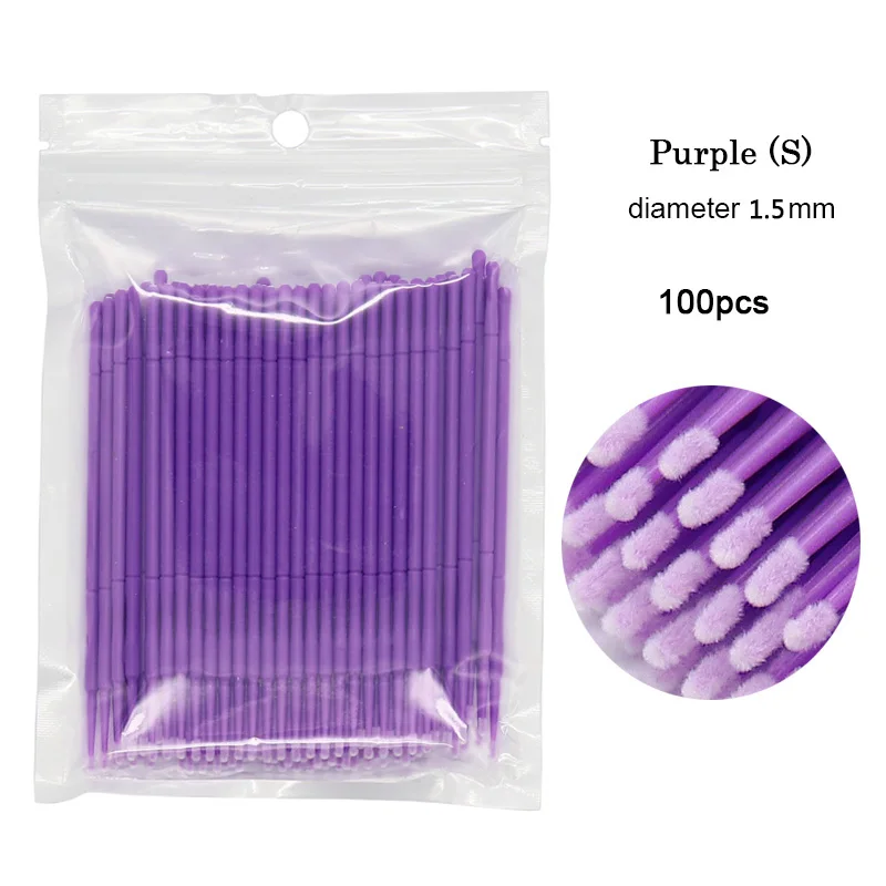 SinSo 100 шт Одноразовые микрощетки ресницы человека Расширение Удаление ресниц тампон микро щетка для наращивания ресниц Инструменты - Handle Color: 100pcs Purple