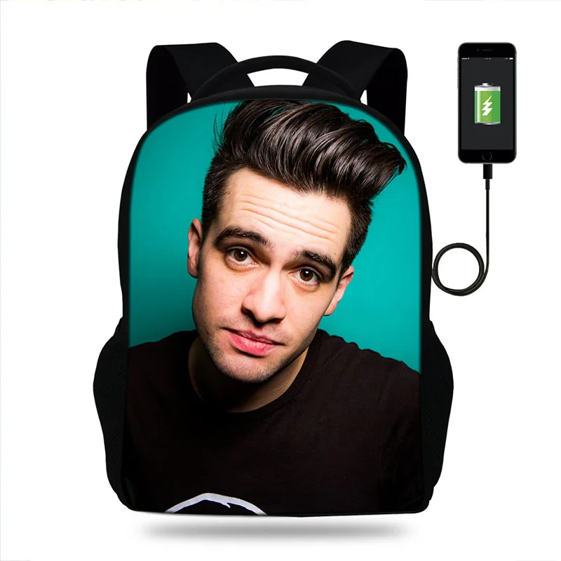 Мужские рюкзаки студенческие Brendon Urie Panic At The Disco школьные сумки для мальчика