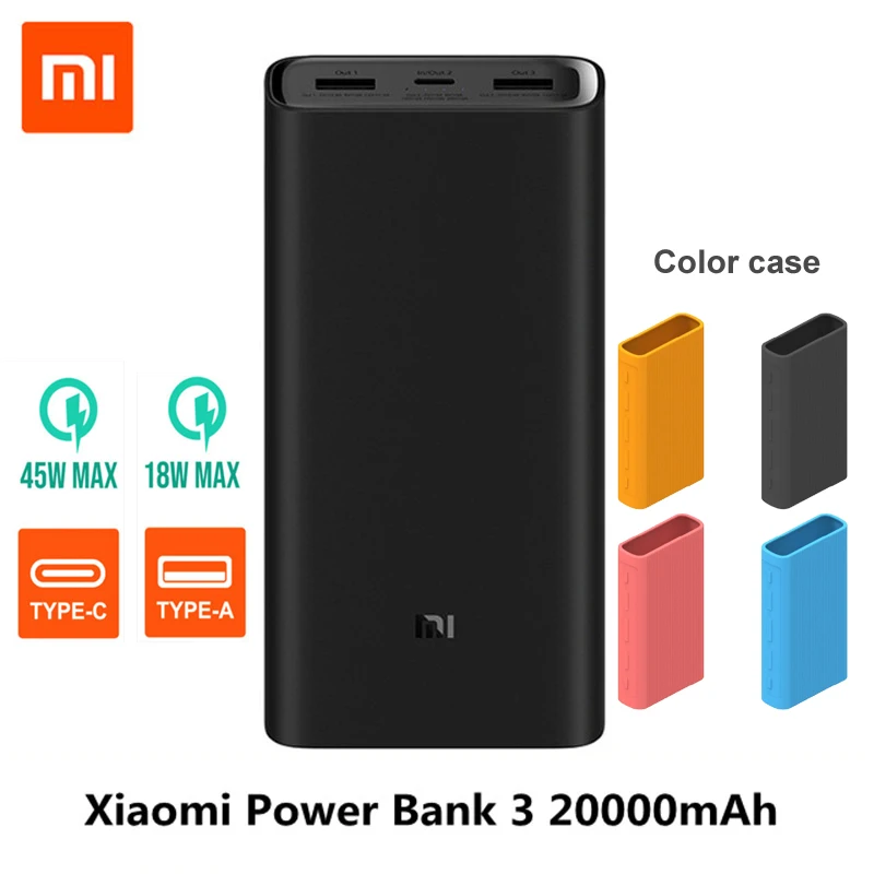  Xiaomi power Bank 3 20000 мАч mi power bank USB-C 45 Вт портативное зарядное устройство Dual USB power bank для ноутбука Смартфон 