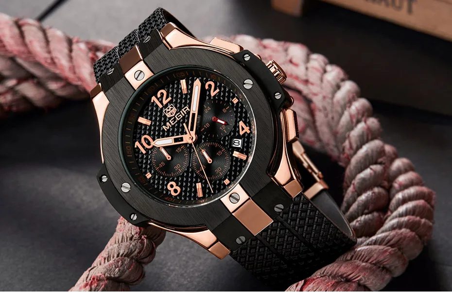 Армейский спортивный хронограф кварцевые наручные часы мужские черные силиконовые военные секундомер часы мужские Relogios Masculino 2050G