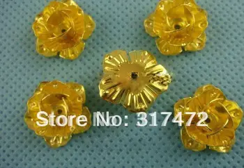 

14mm gold color handcraft metal flower beads cap DIY jewelry findings