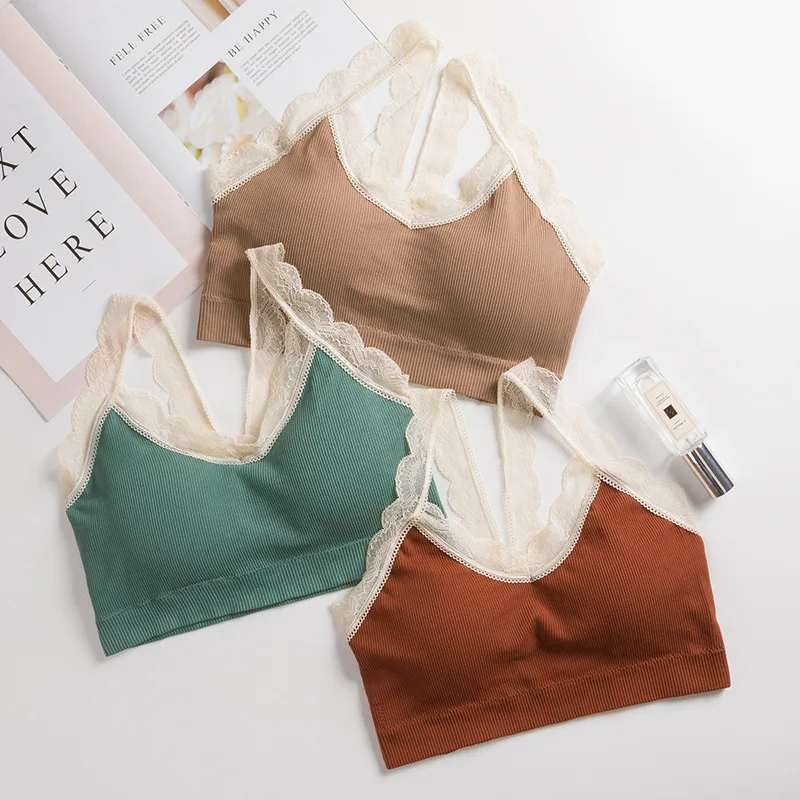 

Women Lace Bra Female Lace Strap Top Bra Summer Ladies Cotton Slim Camis Tops