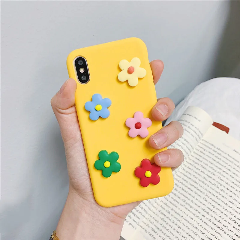 

INS Cute 3D Flowers Phone Case For iphone XS Max XR X Cover For iphone 6 6s 7 8 plus Fashion Floral Pattern Soft Cases Capa
