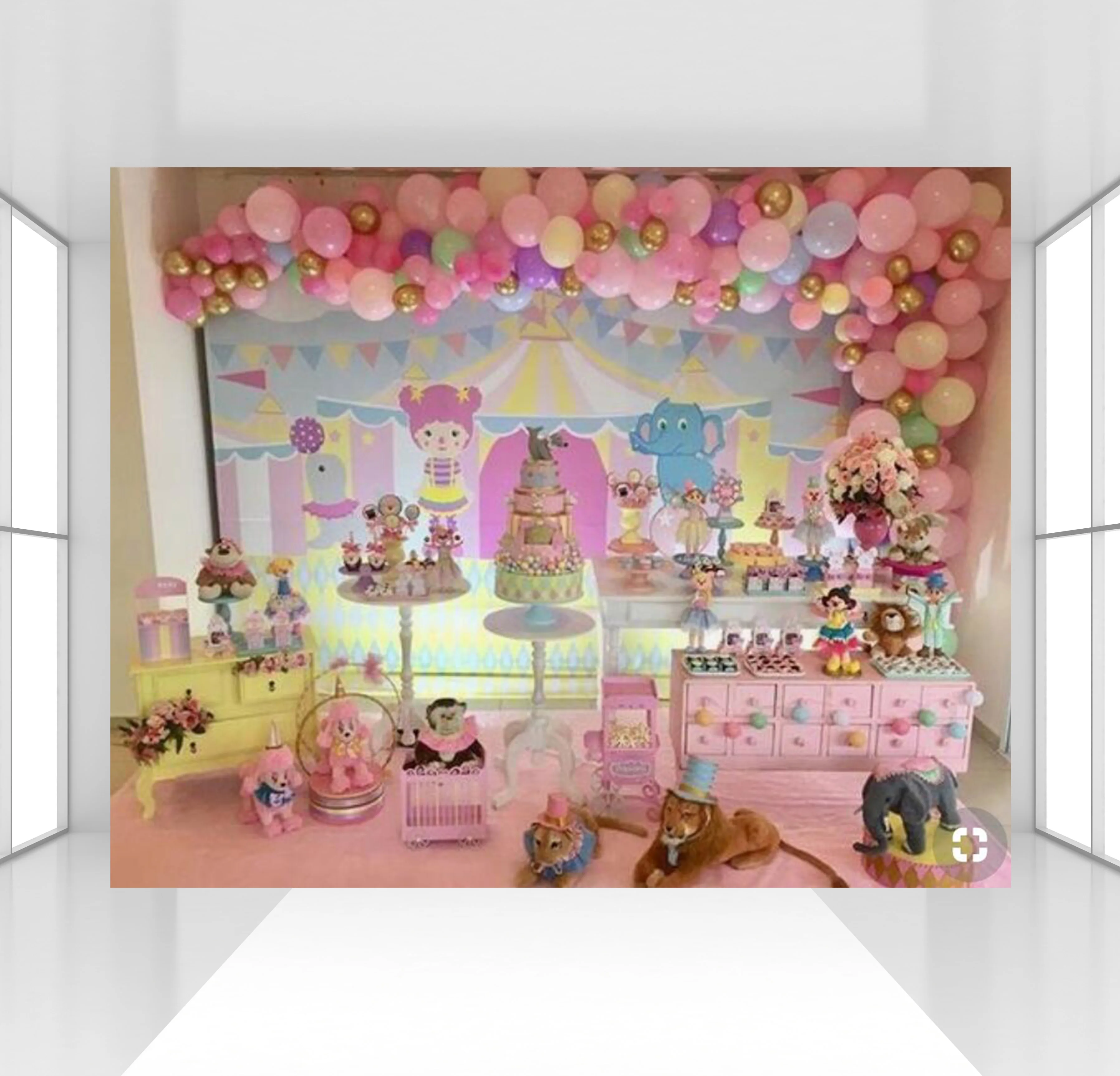 

circus theme backdrops circo personalized birthday party backdrop pink tent Bunting photo booth dessert table Background decors