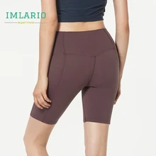 Imlario Naked Feel для спортивной йоги укороченные шорты по колено женские леггинсы для фитнеса высокая посадка Тренажерный зал короткие присборенные велосипедные колготки