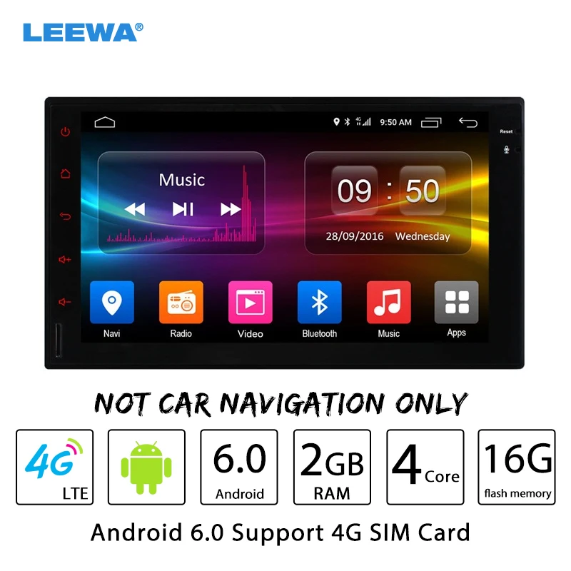 Perfect LEEWA 7inch Universal Android 6.0 (64bit) Quad Core Car Media Player With GPS Navi Radio For Nissan/Hyundai 2DIN ISO #CA2421-F4 0