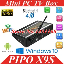 Pipo X9 X9S Windows10 Мини ПК Smart tv Box потоковый медиаплеер 8,9 дюймов планшет Intel Cherry Trail Z8350 Android 5,1 четырехъядерный