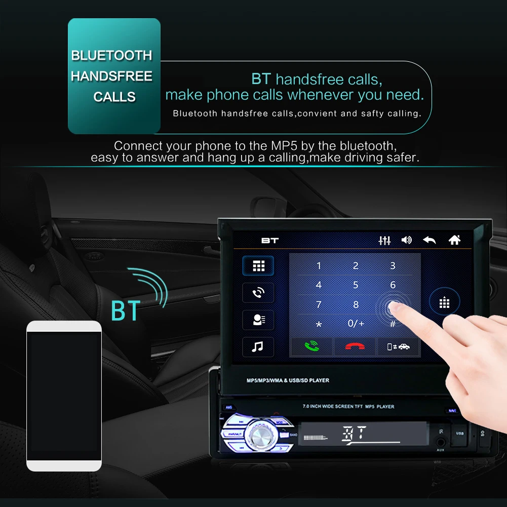 7 дюймов Автомобильный MP5 плеер Android RDS AM FM радио gps навигация выдвижной 1 DIN сенсорный экран USB Bluetooth приемник с камерой
