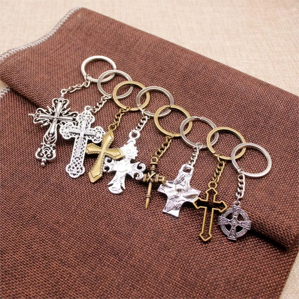 

3 Piece jesus christianity accessory keys cross keychain for men