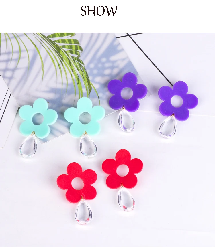 YUQINQIN Trendy Drop Earrings for Women 2018 Statement Acrylic Flower Dangling Earings Fashion Elegant Resin Summer Earring (6)