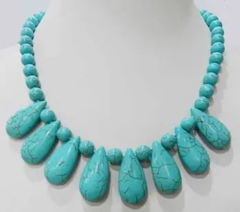 

huij 004692 Turkey Turquoise Gem Necklace 18''