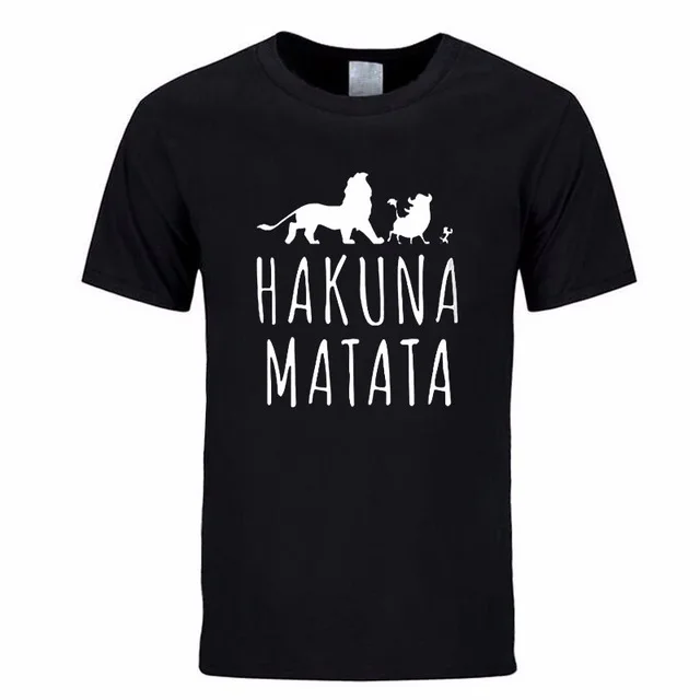 Лето 2018 мужские футболки HAKUNA MATATA большого размера с коротким рукавом приталенные