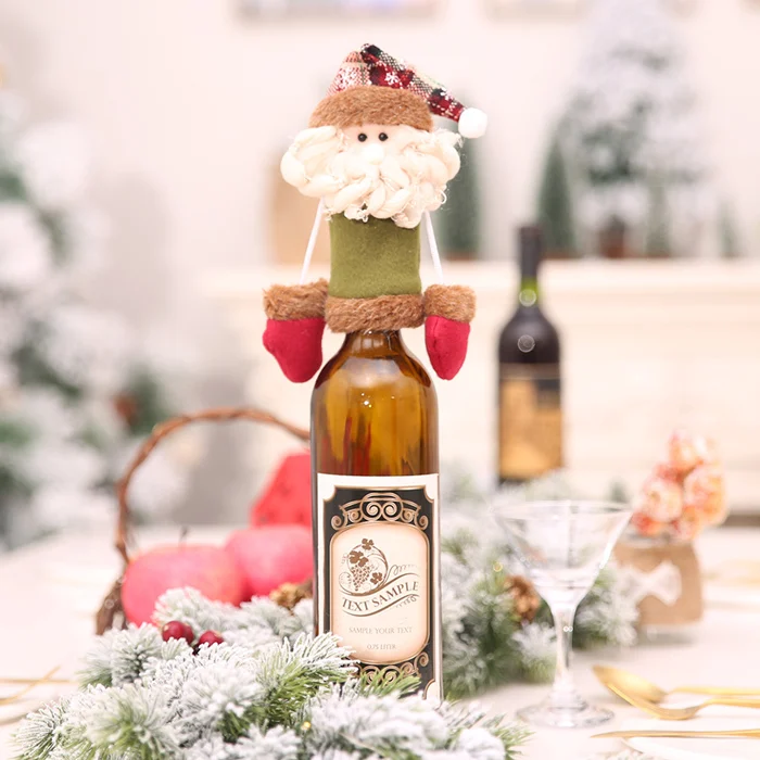 Santa Claus Украшение для вечерние украшения дома Рождество год красный колпачок для винной бутылки набор крышка висячий орнамент Санта Клаус снеговик лося 40% скидка - Цвет: Santa Claus