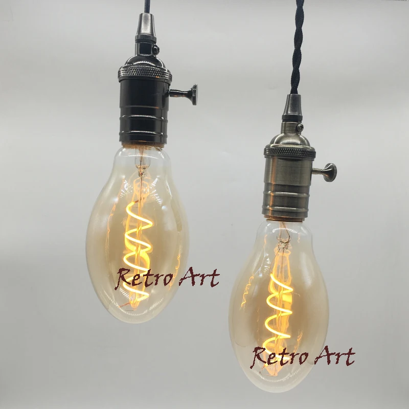 

2pcs/lot Dimmable Industrial soft LED Filament Bulb E27 Retro antique LED Filament Light 4W Amber