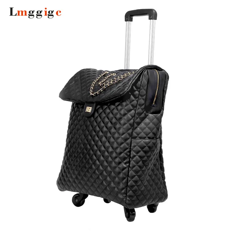 

18" 20" inch Cabin Travel Luggage bag,Women Portable Suitcase with wheels, Carry-Ons PU leather Rolling Trolley case Air box