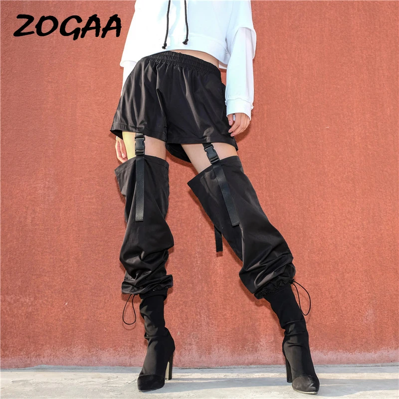 

ZOGAA Black High Waist Cargo Pants Women Pockets Patchwork Loose Streetwear Pencil Pants 2019 Fashion Hip Hop Women's Trousers