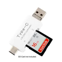 100 шт/лот кабель белого цвета USB-C type C/USB 2,0/Micro USB TF Micro SD и SD кардридер для сотового телефона и ноутбука