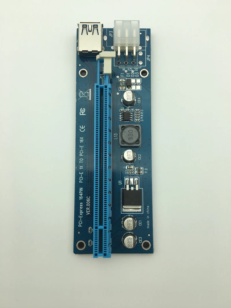 VER006C Riser Card 1x к 16x PCI Express PCI-E удлинитель USB 3,0 кабель SATA 6Pin IDE/SATA Мощность для добывания монет Биткойн Майнер Antminer