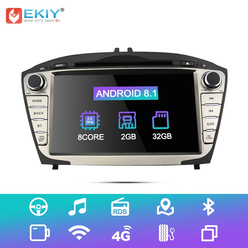 EKIY 2G+ 32G Восьмиядерный Android 8,1 автомобильный dvd-плеер для hyundai Tucson IX35 2009- Авто Мультимедиа стерео радио gps Navi система