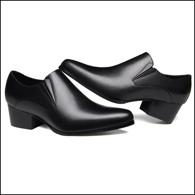 Высокое качество человек ручной работы повседневная обувь из натуральной кожи на высоком каблуке Лоферы острый носок Высота Увеличение Для Мужчин's Простые туфли SS239