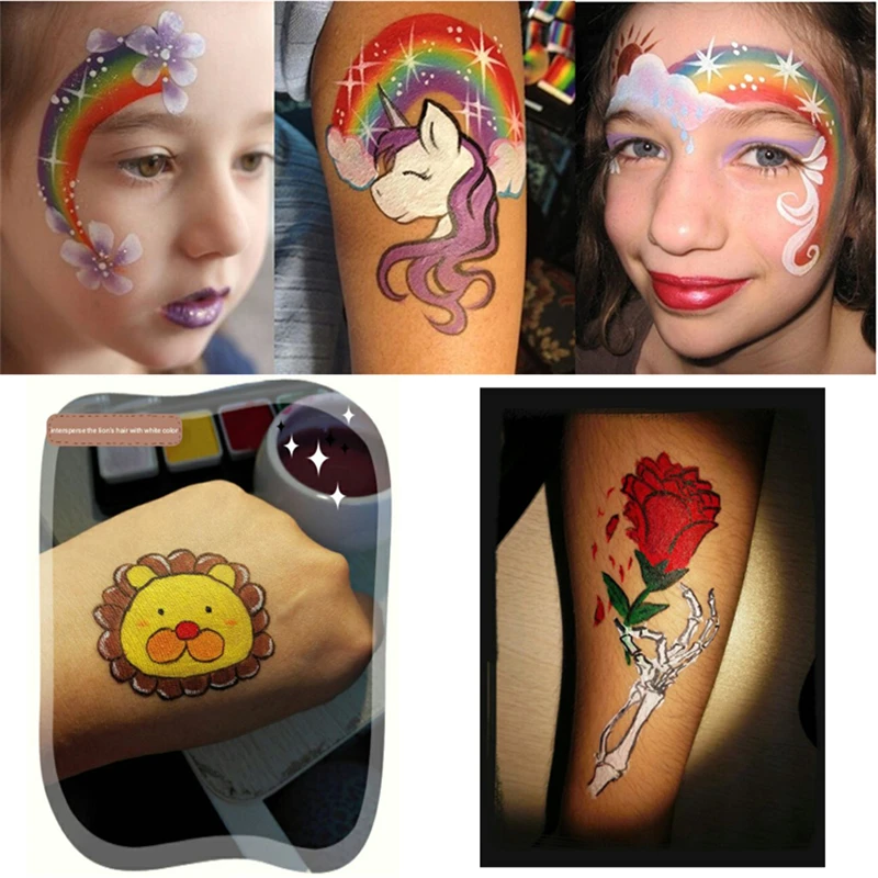 Tecza Kolorowych Makijaz Ciala Farby Malowanie Twarzy Sztuki Flash