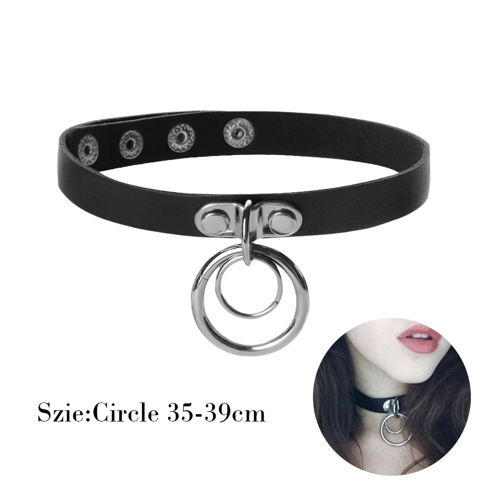 Costume Jewellery New Handmade Punk Dark Harajuku Double O Ring Leather Collar Choker Necklace Jewellery Watches Cla Ca