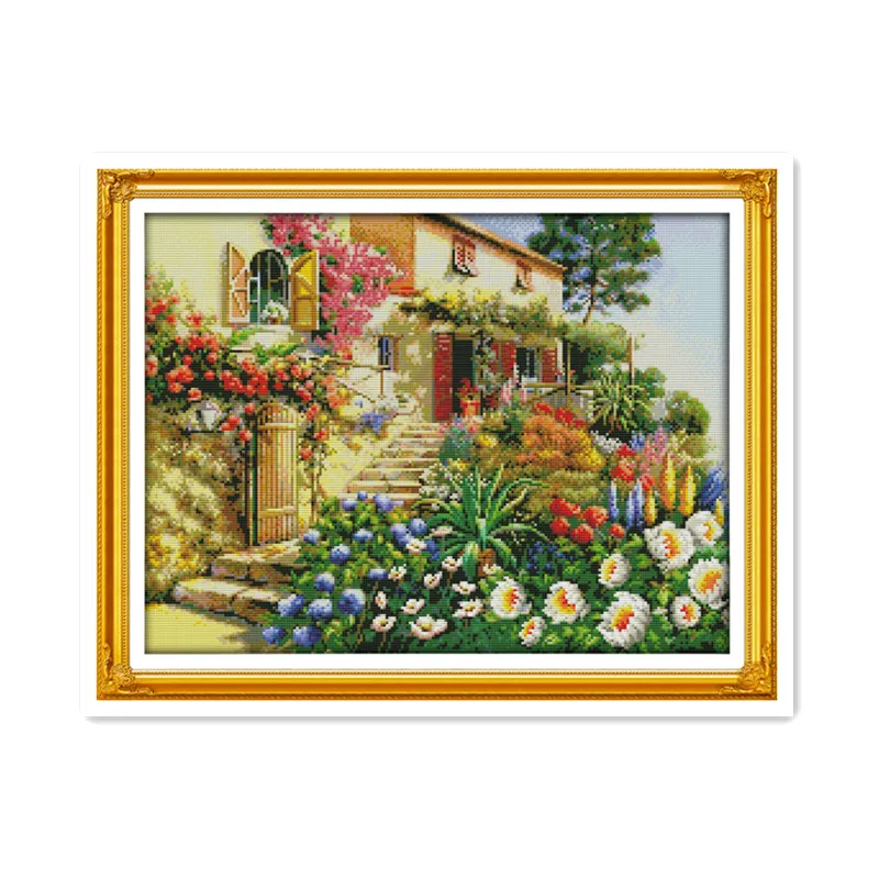 Garden villa beautiful landscape 11CT printed embroidered cross stitch kit handmade DIY decorative paintings | Дом и сад