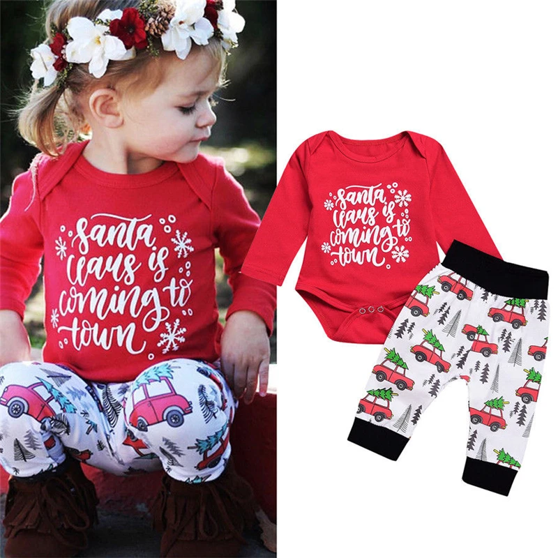 0 18M Christmas Clothes Baby Girls Cotton Clothing Set Newborn Baby