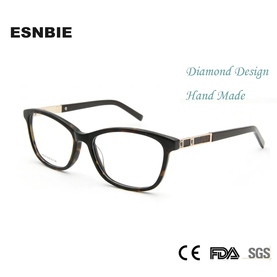 

ESNBIE High Quality Sexy Women Glasses Frames Rhinestone Luxury Burgundy Eyeglasses Frames Woman Spectacle Frame in Clear Lens