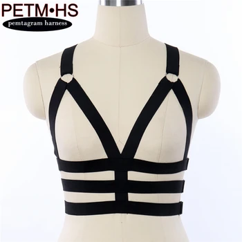 

Black Harness belt sexy Soft adjustable Elastic Strappy Soft Tops Bustier Bondage Goth Punk Exotic Burlesque dance wear bra