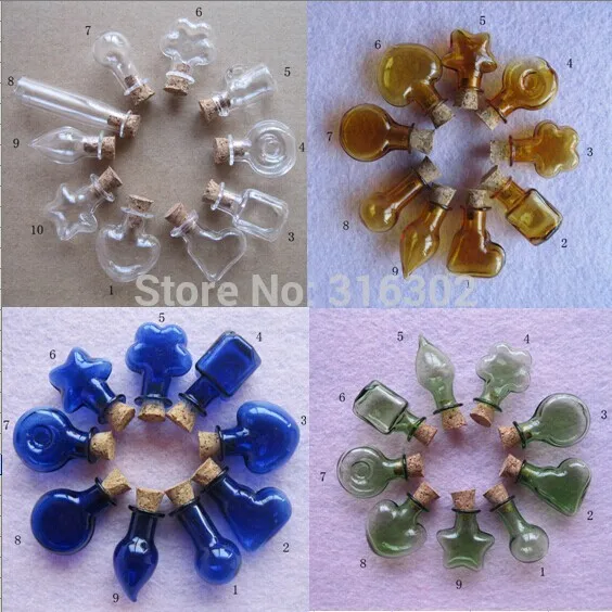 500 x 2ml Mini Unique Shaped Glass bottle 2cc Handmade Glass Bottles