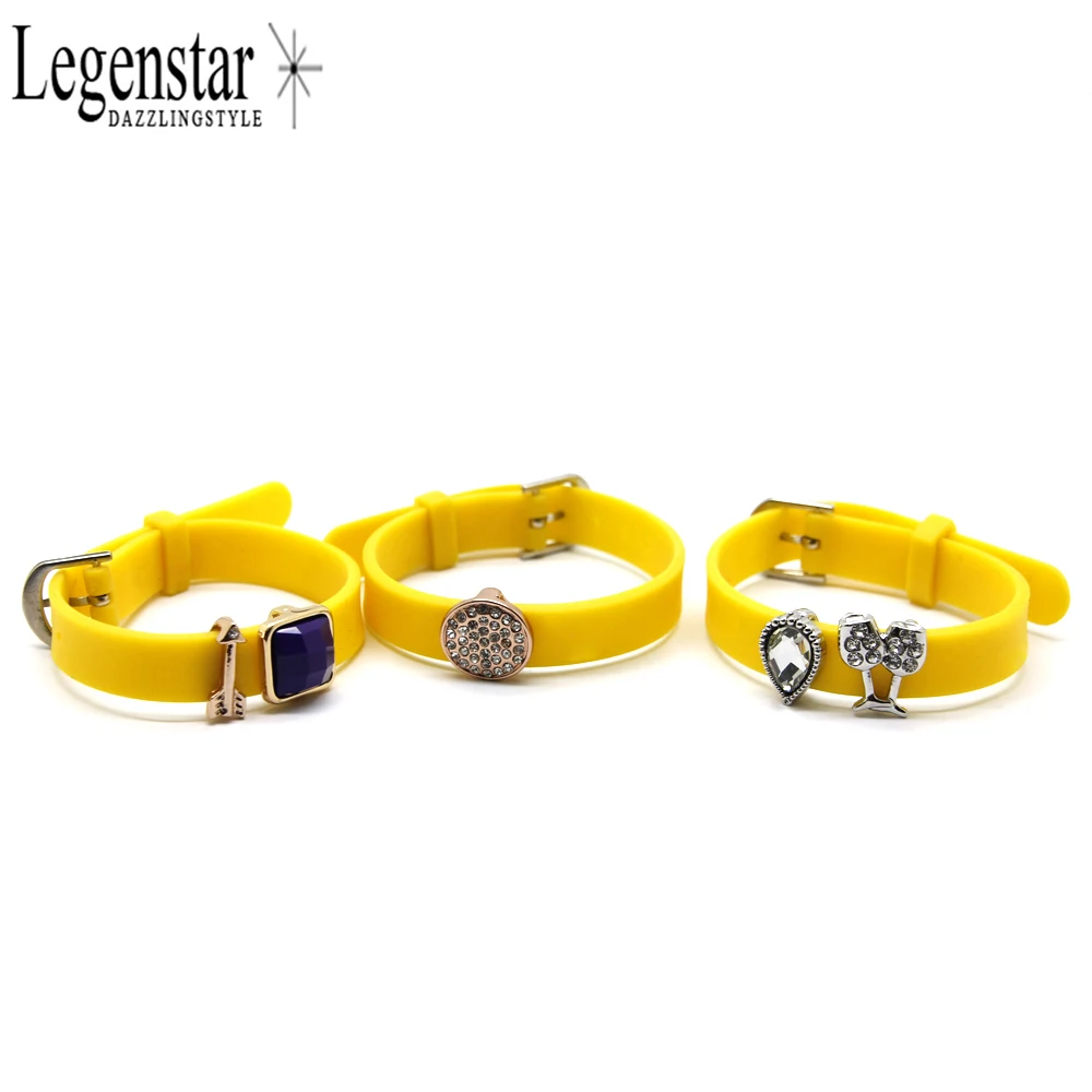 

Legenstar Fashion Slide Charm Bracelets for Women Silicone Wristband Bangles Yellow Artificial DIY Bracelet Decoration Jewelry