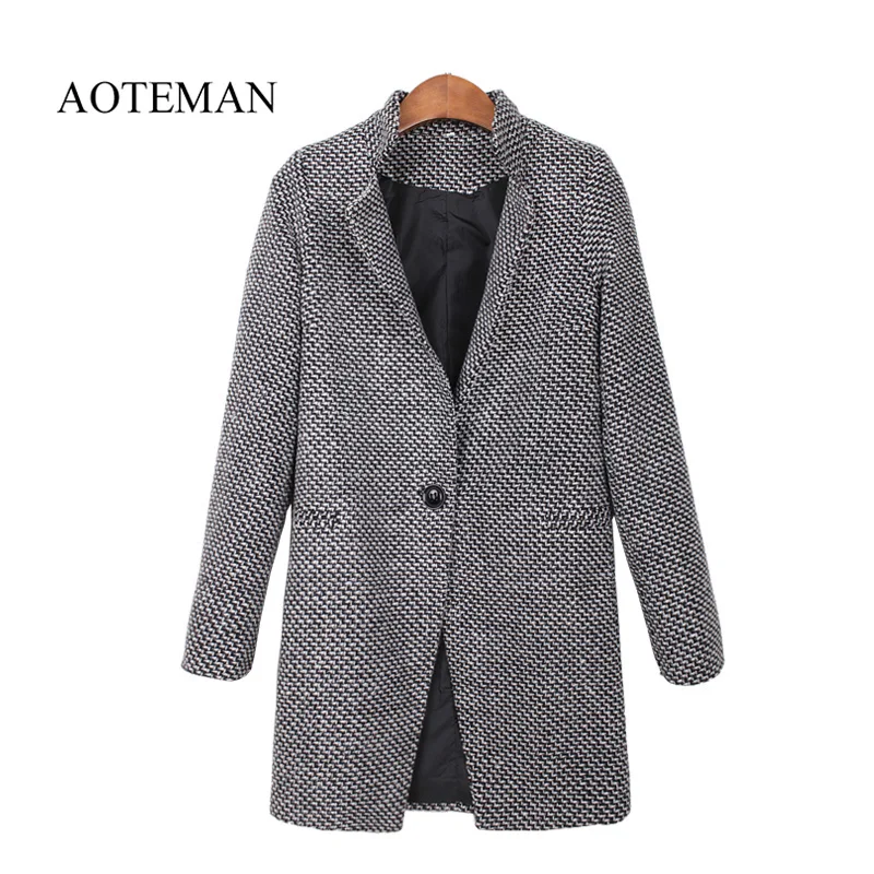 

AOTEMAN 2019 Autumn Winter Women Coat Fashion Casual Coat Female Elegant Jackets Long Sleeve Blazer Outwear Tops Plus Size 4XL