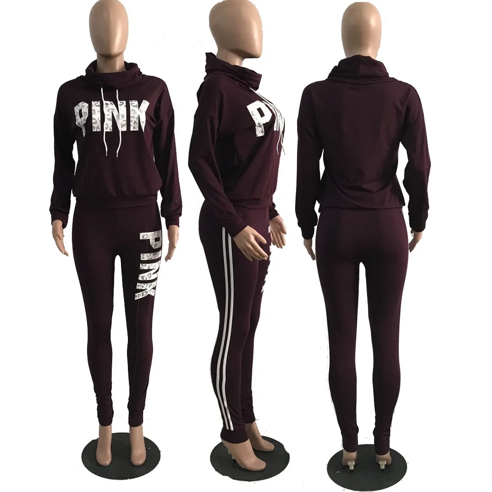 DUOUPA 2019 Spring Letter Pink Print Tracksuit Women Casual Outfits Two Piece Set Pants Suits Plus Size Clothing Sets XXXL DUOUPA 2019 Spring Letter Pink Print Tracksuit Women Casual Outfits Two Piece Set Pants Suits Plus Size Clothing Sets XXXL