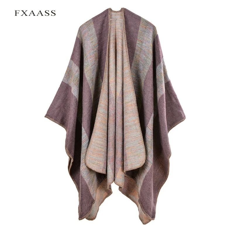 FXAASS новая осенняя/зимняя шаль Модное пончо женский шарф дамское Роскошное Одеяло кашемировые шарфы теплые пашмины накидка