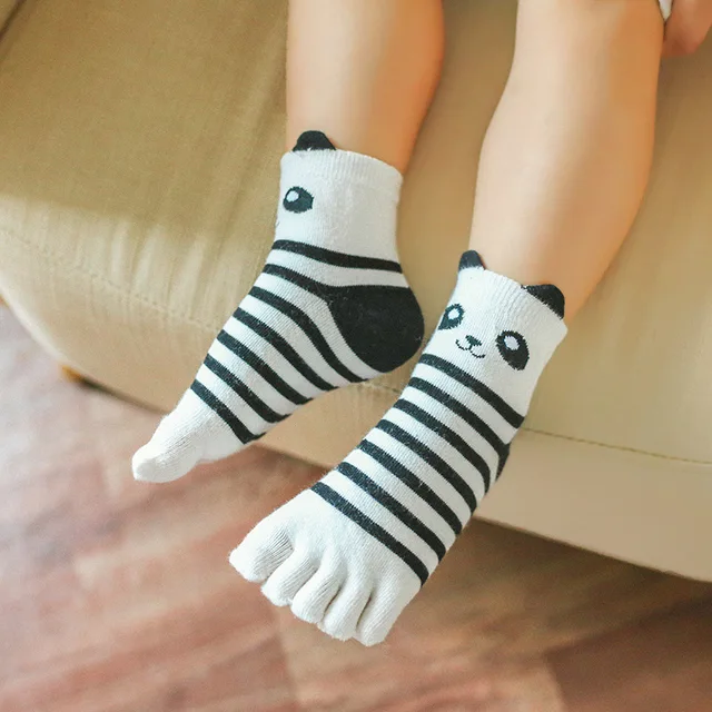 New Kawaii Panda Animal Boys Girls Socks Children Toe Socks Cute Five