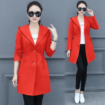 

Spring Windswear Leisure Hooded Female Overcoat Casual Trench Coat For Women Casaco Feminino Trench Coats Abrigo Mujer Casacos