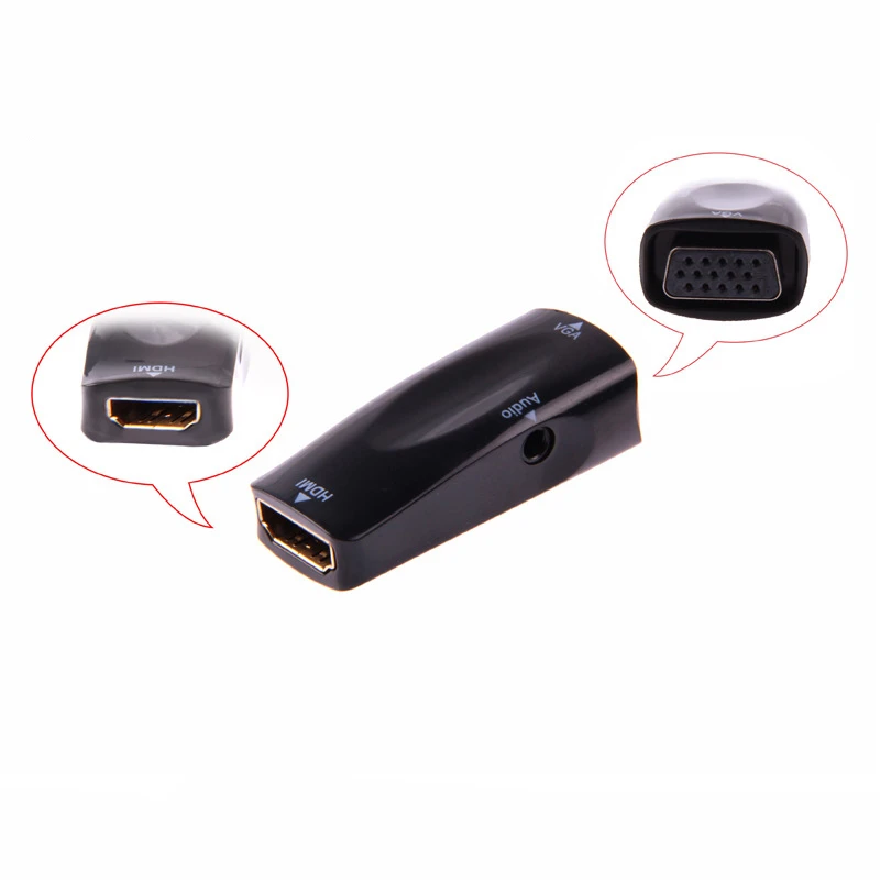 Trumsoon HDMI to VGA Adapter Converter with Audio Cable Male/Female to Female Cables 1080P for PC/TV/Xbox PS3 projector