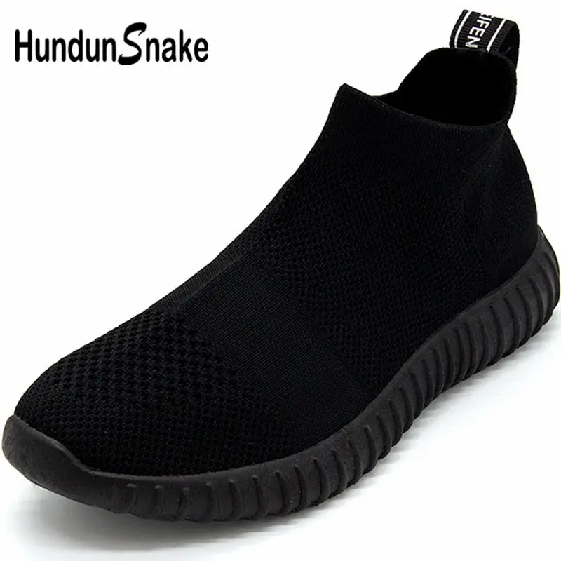 Hundunsnake تنفس احذية الجري للنساء جورب رياضة المرأة أحذية رياضية سيدة عالية أعلى النساء المدربين أسود تنس B-046