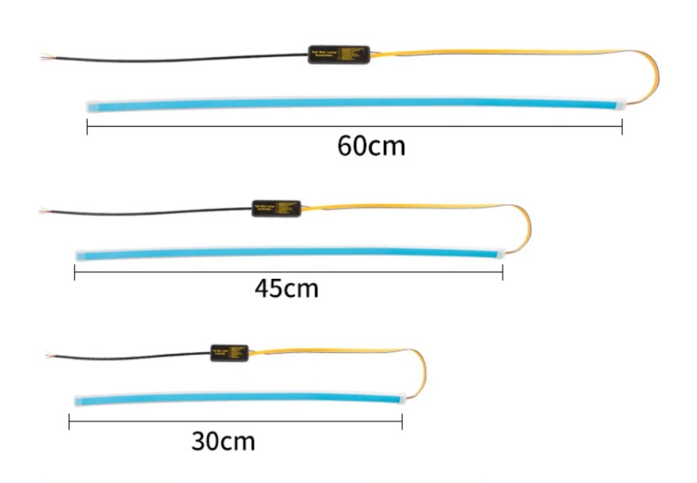 1 пара 60 см гибкий автомобиль DRL бег поворотов белый янтарь светодиодный красный светодиод течет бар силиконовые дневного света