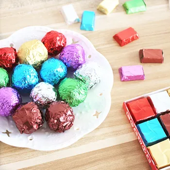 

Colorful Chocolate wrapping tin foil covered paper,chocolate candy aluminum foil Embossing paper food gift packaging 8*8cm