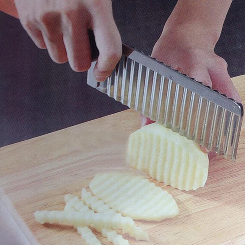 

Potato French Fries Cutter Kitchen tool Wave Knife Stainless Steel Fruits Vegetable Slicer Potato Spiral Cutter Chopper