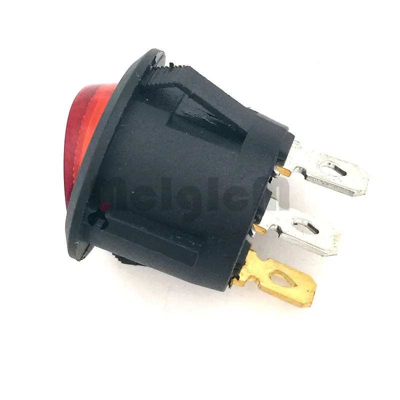 5 шт. круглый Кулисный переключатель 3 pin 250 V/10A 125V SPDT ВКЛ-ВЫКЛ оснастки с красным светодиодный светильник диаметром 20 мм