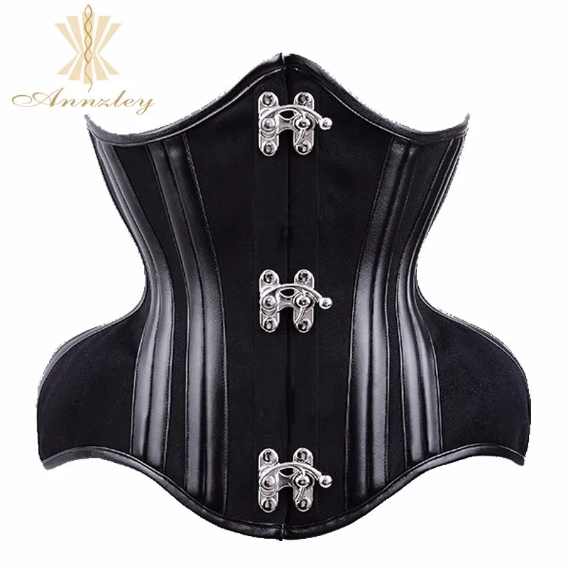 24 Double Steel Boned Black Cotton Waist Training Corsets For Waist Training Gothic Corset 2016 (2)