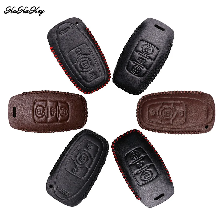 

1PC Leather Car Key Case Cover Protection Shell Skin For Great Wall Haval H1 H2 H5 H6 Coupe H7 H8 H9 C50 Car Keyring Keychain