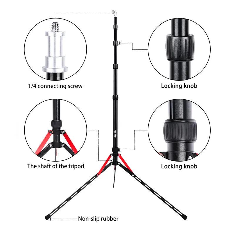 Description Picture 2 of itemFosoto FT-190B Red Led Light Tripod Stand Bag 2.22m Softbox For Photo Studio Photographic Lighting Flash Umbrellas Reflector