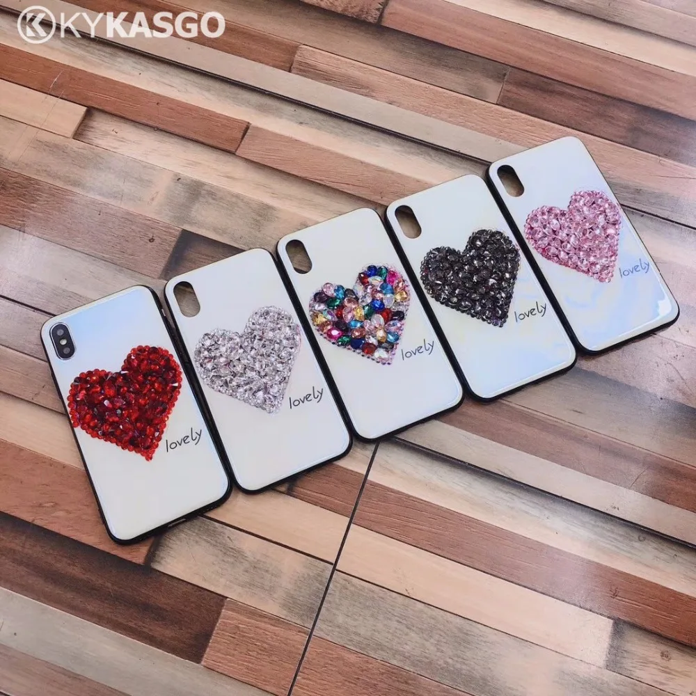 Роскошный блестящий чехол для iPhone 7 Plus 6 6S мягкий с бриллиантами и сердечками X 8