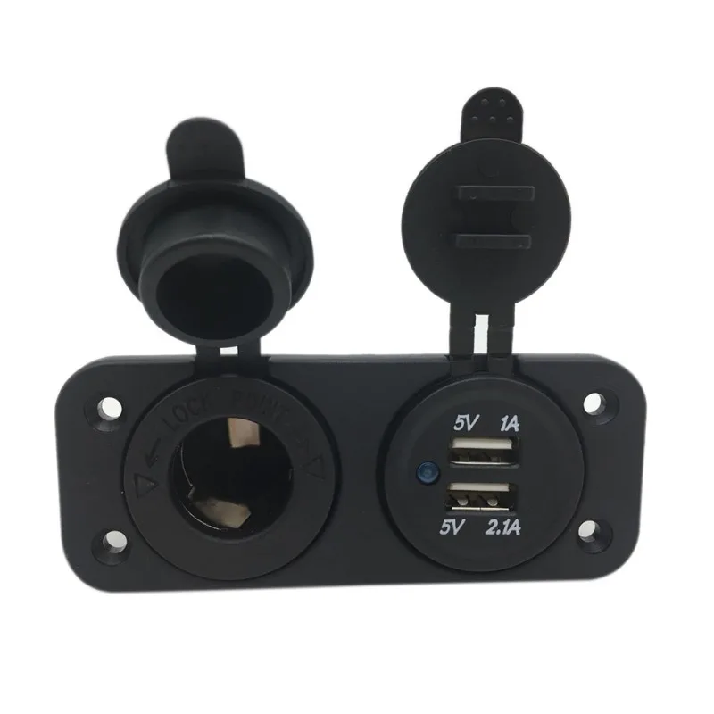 

2019 12V Dual USB Car Charger Car Cigarette Lighter Plug Adapter Socket Splitter 1A/2.1A Waterproof Motorcycle Charger